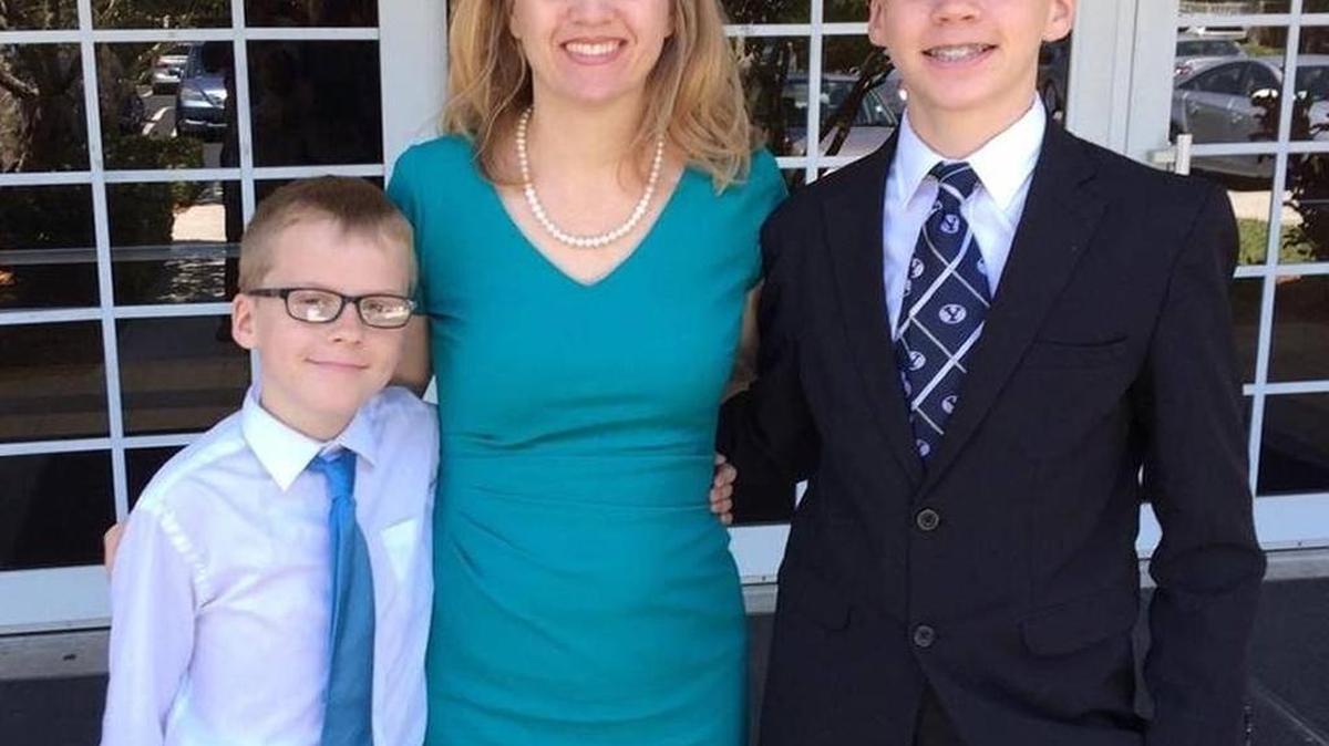 Annika Dean, a Broward teacher who survived the Fort Lauderdale airport shooting, with her two sons.