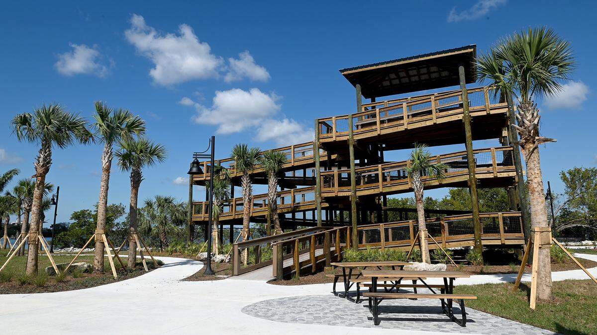 The newly-finished, ADA-compliant tower is open to visitors along the eastern portion of Bradenton’s Riverwalk.