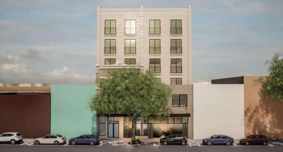 A render shows off the new design of a new development on Old Main Street in downtown Bradenton that would take the place of two historic buildings. Developers propose a restaurant on the street level and four stories of apartment space above, bringing 19 units to the site.