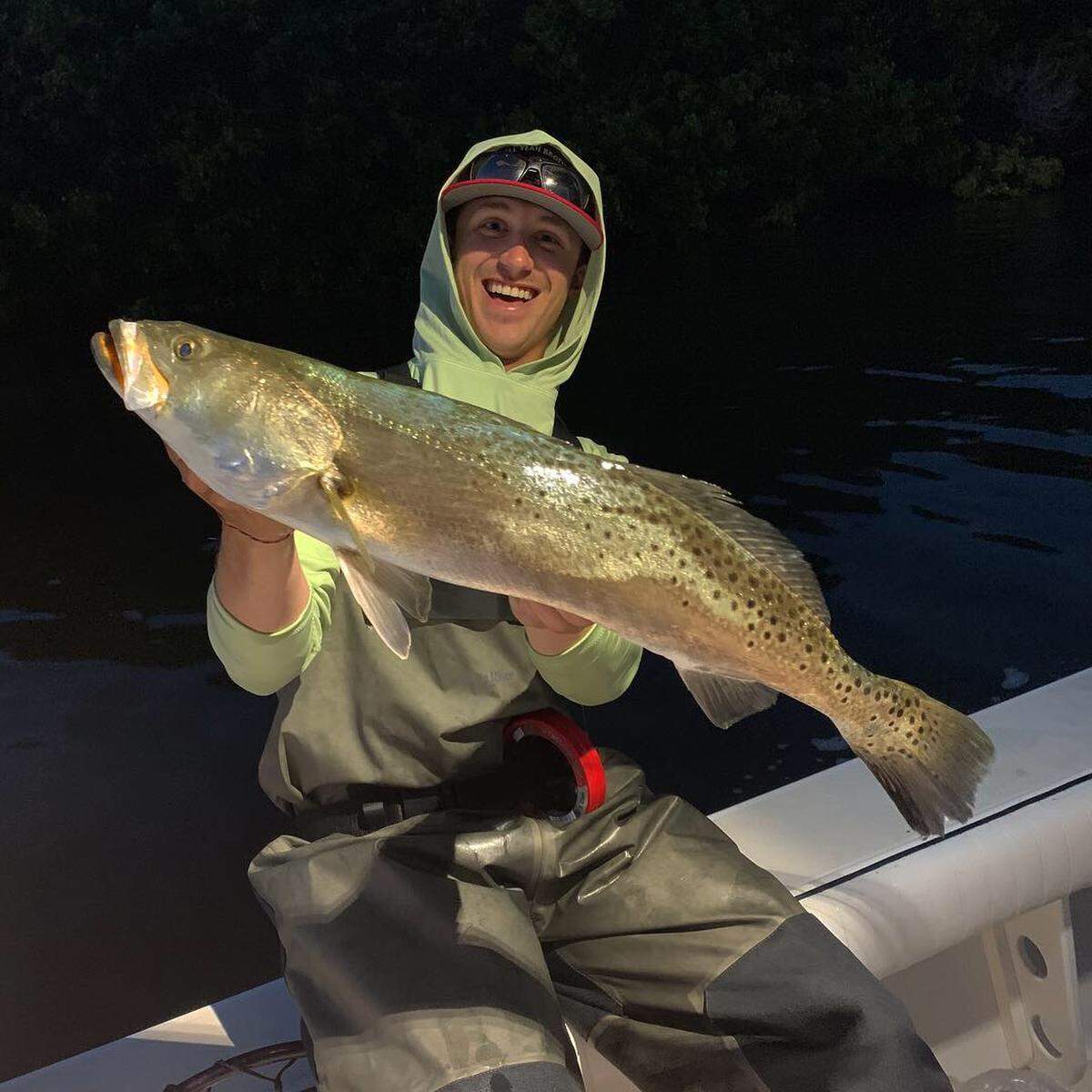 Peter Smith of team Double Bounty with the 27-inch trout that helped them win the Palmetto High School Athletic Booster Fishing Tournament.