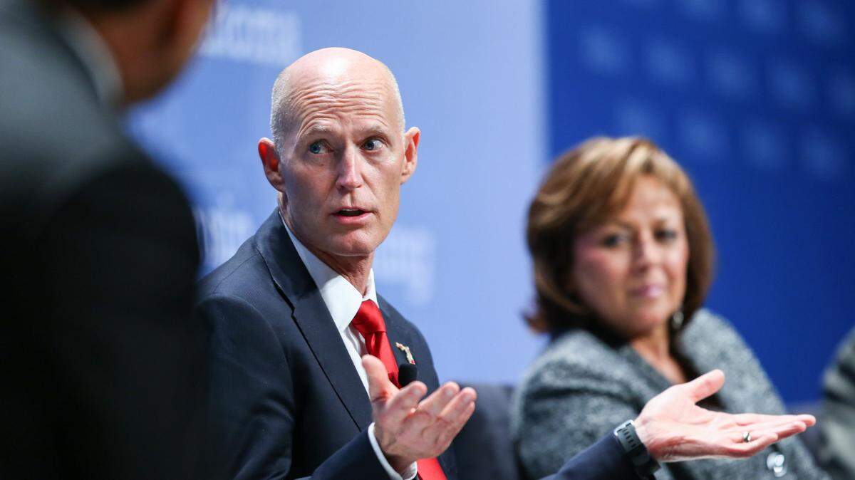 Florida Gov. Rick Scott participates in a panel discussion at the Republican Governors Association annual conference Wednesday in Las Vegas. ASSOCIATED PRESS