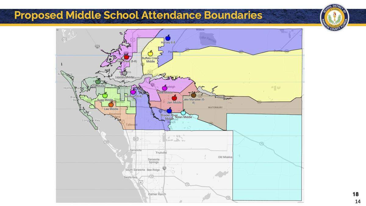The School District of Manatee County is set to update attendance zones for students throughout the county. Here is the proposed plan for middle school redistricting.