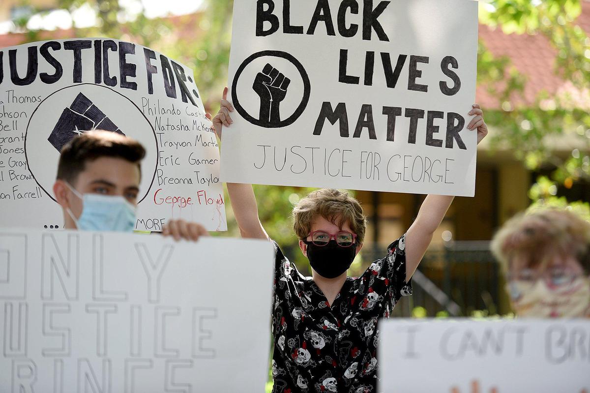 A protest organized by Matthew Garcia was held at Bradenton’s Riverwalk Monday morning.