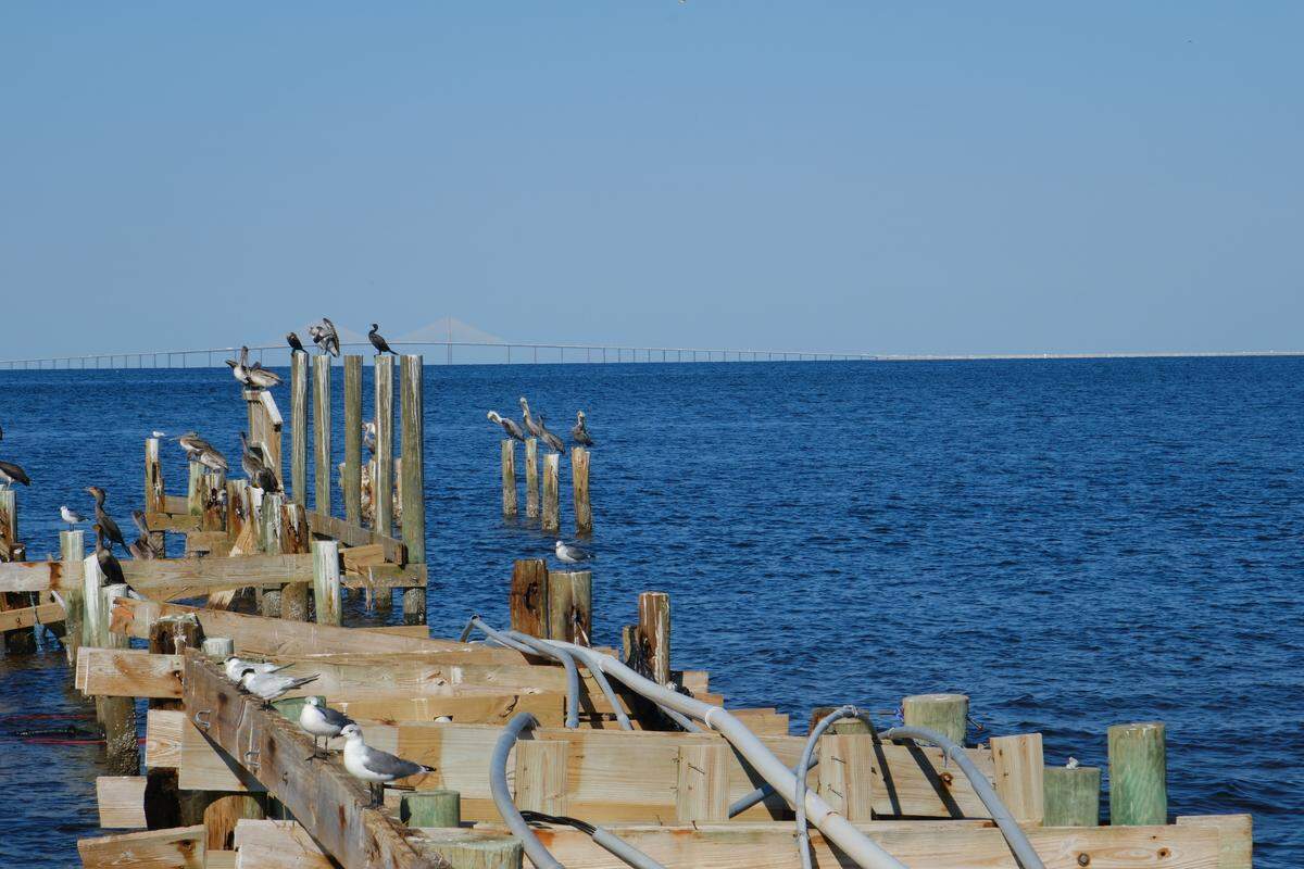 Remnants of the Rod & Reel Pier in Anna Maria after Hurricane Milton. 