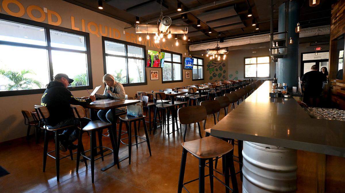 The indoor dining area at Good Liquid Brewing Co. in downtown Bradenton on March 12, 2025.
