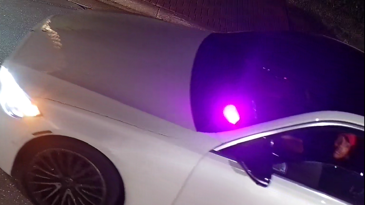 A Sarasota Police patrol officer survived being struck head-on by a Mercedes, and being thrown over the vehicle while trying to apprehend a burglary suspect. The driver, shown above, later abandoned the car in the 2900 block of Orange Avenue and fled.