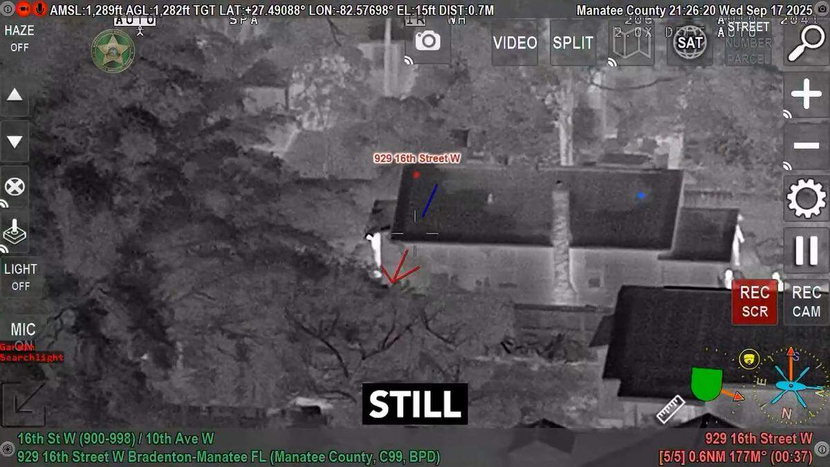 Deputies in a sheriff’s helicopter guided Bradenton police to a home where they say Tony Hill, 39, was pointing a laser at the aircraft. Police said officers arrested him and charged him with a third-degree felony.