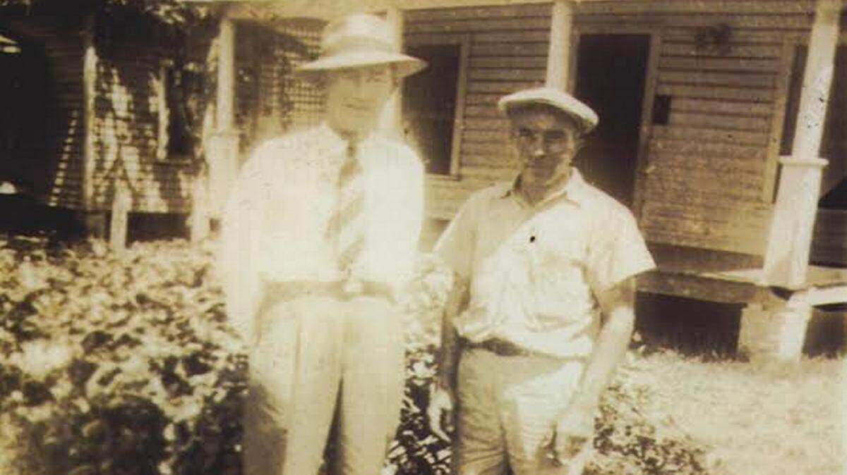 Joe Stephens, right, at the cottage museum with an acquaintancePROVIDED PHOTO
