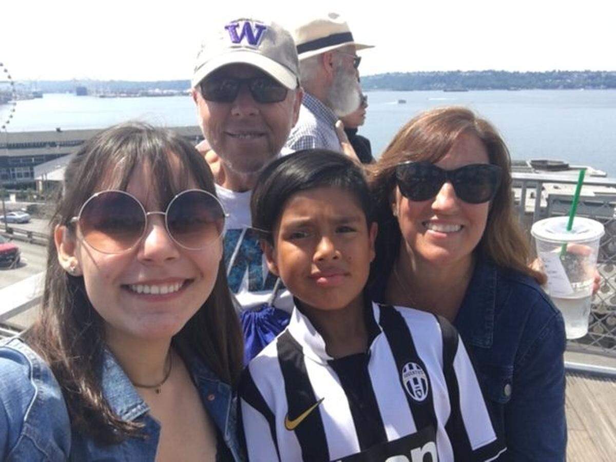 The Fulk family has lived in Bradenton since 2003. Mara, right, was diagnosed with cancer in September and is awaiting a surgery to remove the tumor. Her husband, Keith, top left, and their children, Kiara, 17, and Alessandro, 12, are some of Mara’s biggest supporters.