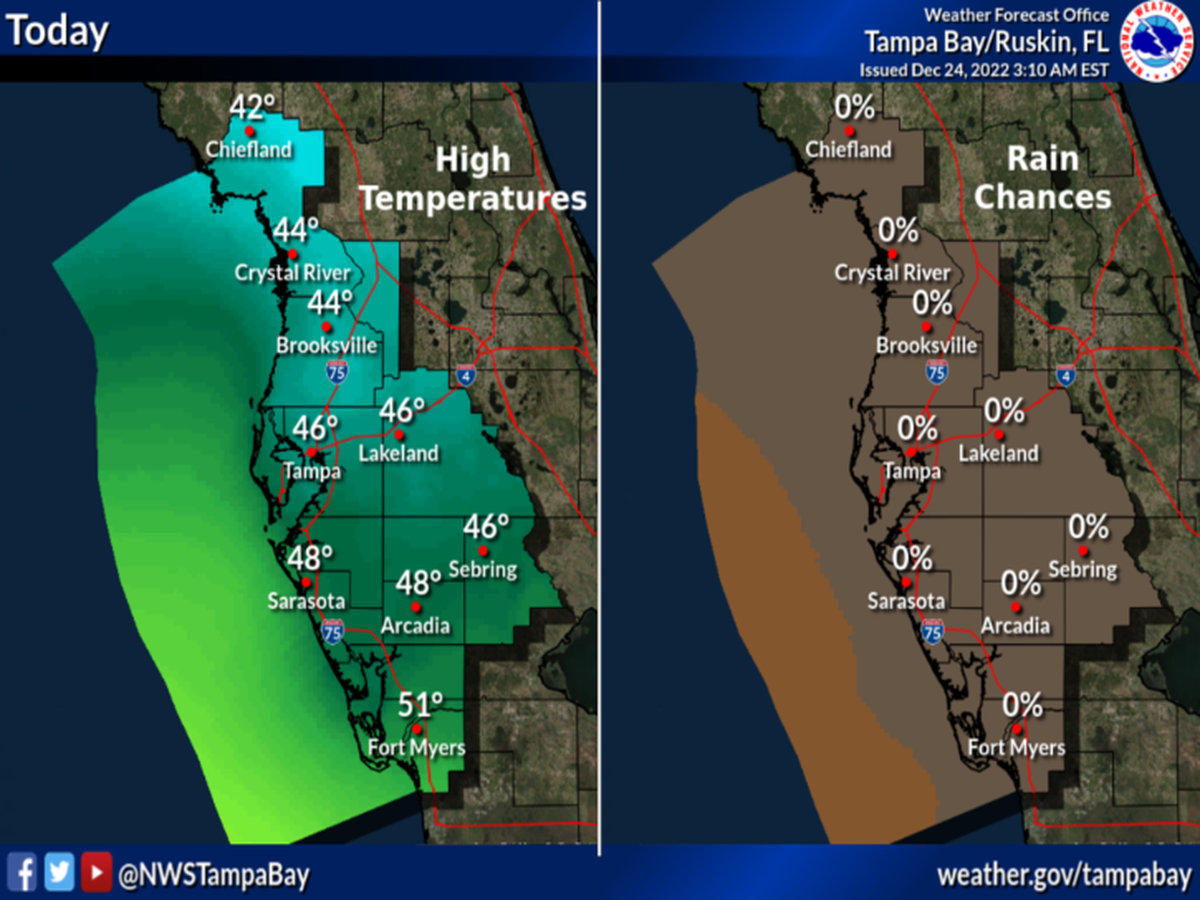 The National Weather Service reported that part of east Manatee County were close to freezing on Christmas Eve morning, Dec. 24, 2022.