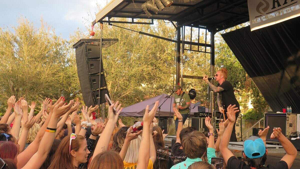 Bradenton’s hometown band, We The Kings, performs on the Riverwalk main lawn during the 2019 Bradenton Area River Regatta.