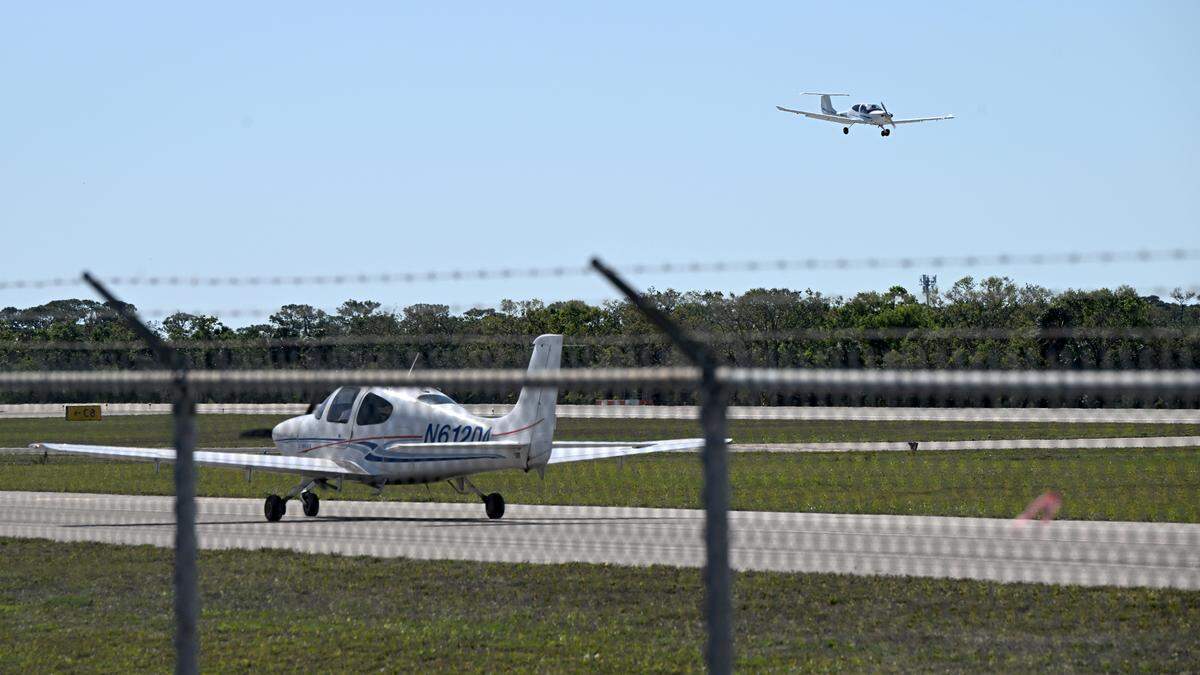 The Sarasota Manatee Airport Authority opened a new observation area at 8330 15th St. E., Sarasota, on Wednesday, March 12. Workers finish up last-minute preparations on Tuesday, March 11.