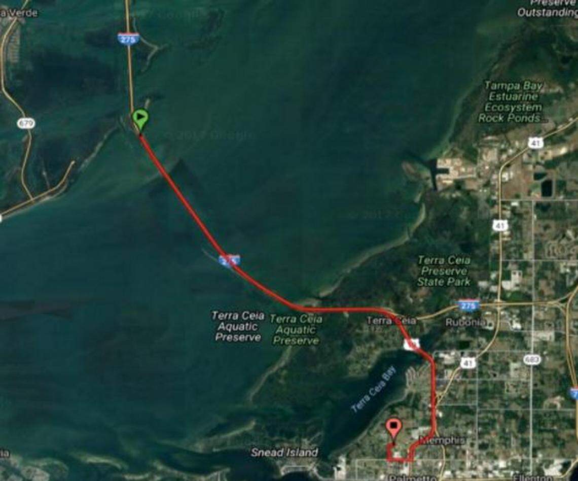 The proposed route for a New Years Day 2019 half marathon over the Skyway Bridge.