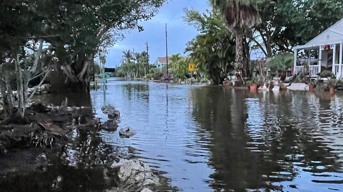A Longboat Key neighborhood flooded after a weekend storm brought tropical storm-like conditions to Southwest Florida, including several feet of storm surge and winds over 40 mph. 