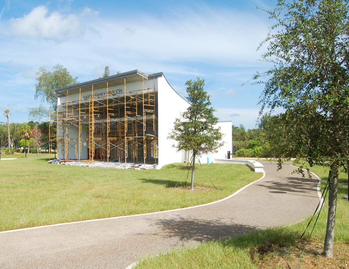 The Karon Family Pavilion was funded privately and serves as a centerpiece to the Town Center Green.