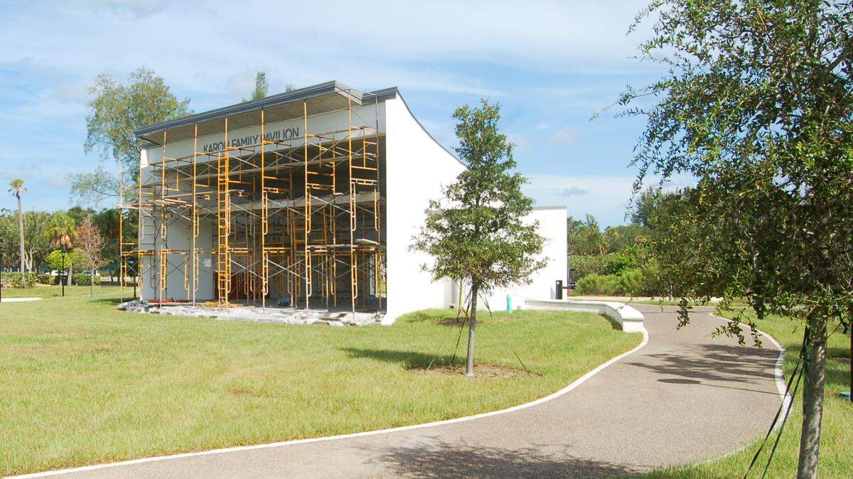 The Karon Family Pavilion was funded privately and serves as a centerpiece to the Town Center Green.