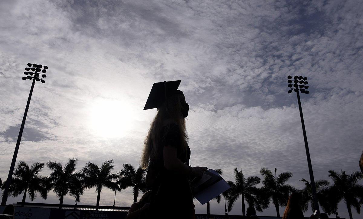 Lakewood Ranch High School class of 2020 at their commencement ceremony at LECOM Field Wednesday.