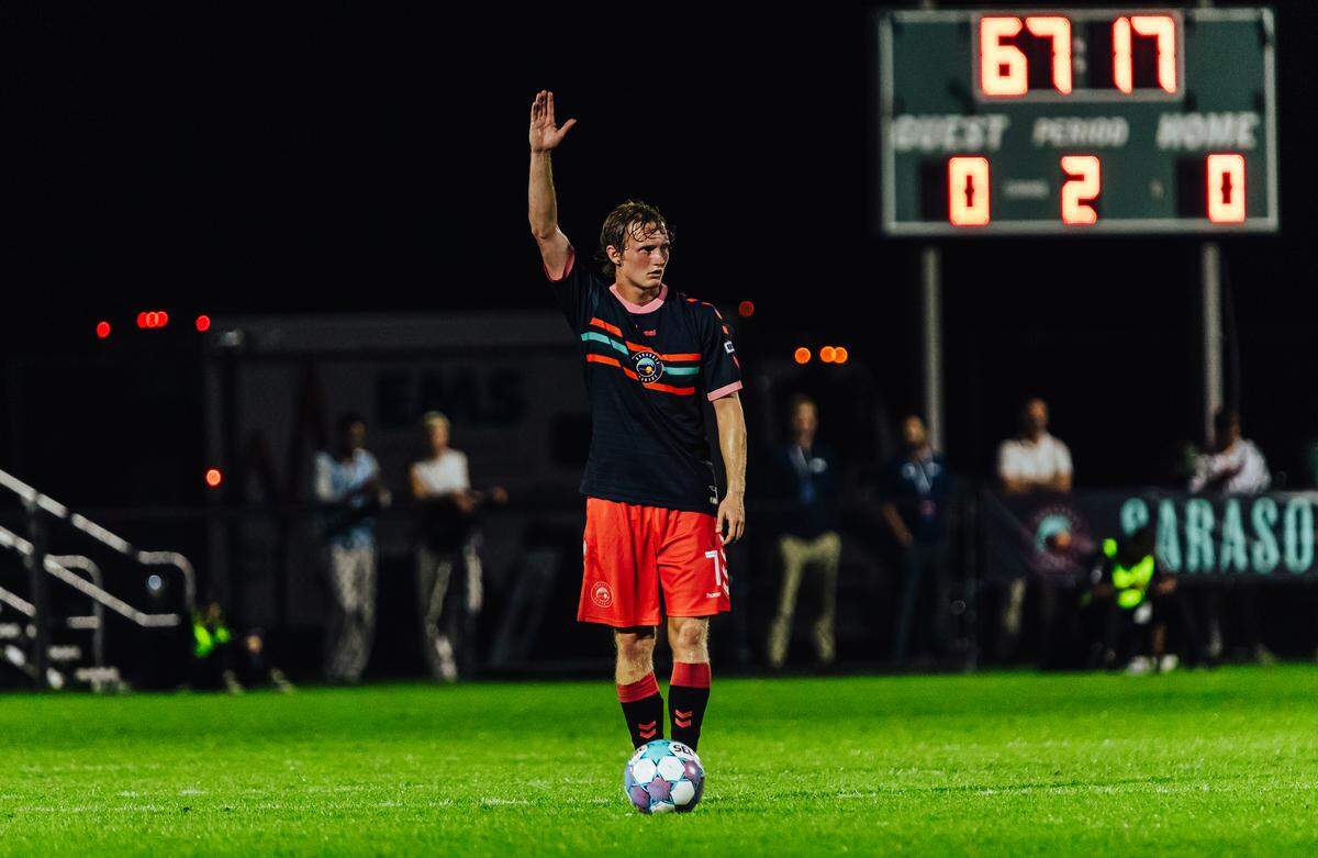 Ethan Bryant of Sarasota Paradise against Athletic Club Boise Saturday at the Premier Sports Campus at Lakewood Ranch.