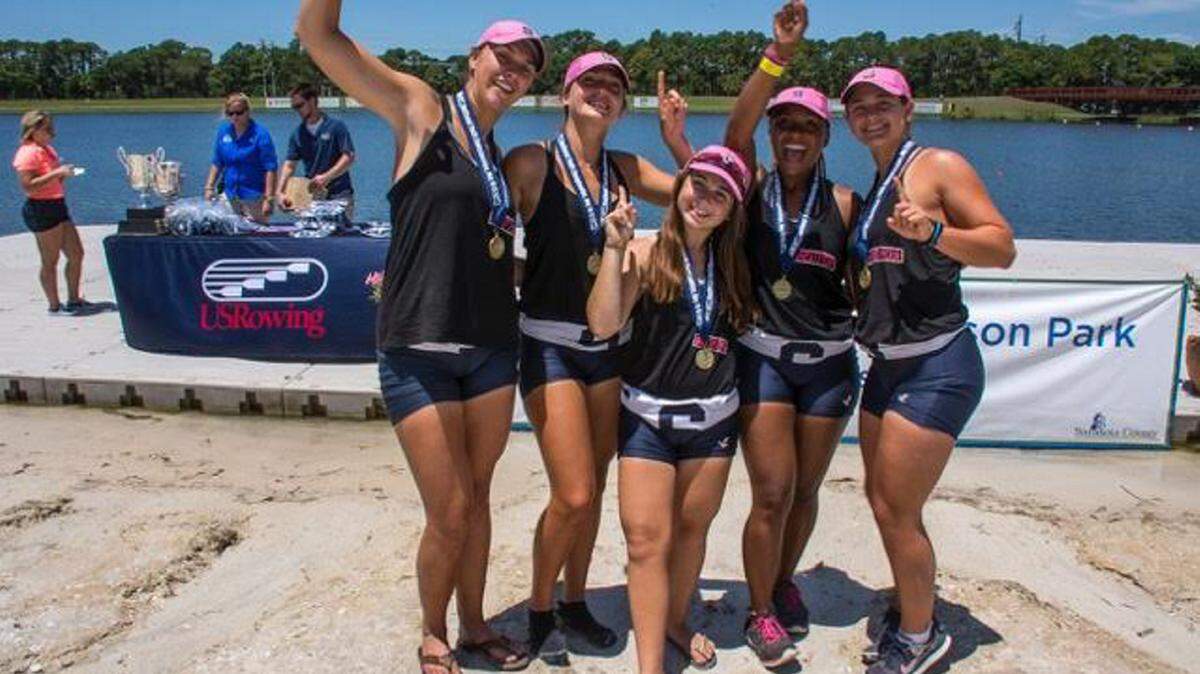 The Sarasota Crew's womens varsity four plus coxswain took first place during Sunday's Southeast Youth Championships at Nathan Benderson Park in Sarasota Sunday.The team consists of Kate Mizell, Ella Kennedy, Samantha "Sammi" Ennis, Isis Madden and Erin Johnson. 
 SPECIAL TO THE HERALD/Mike Mizell