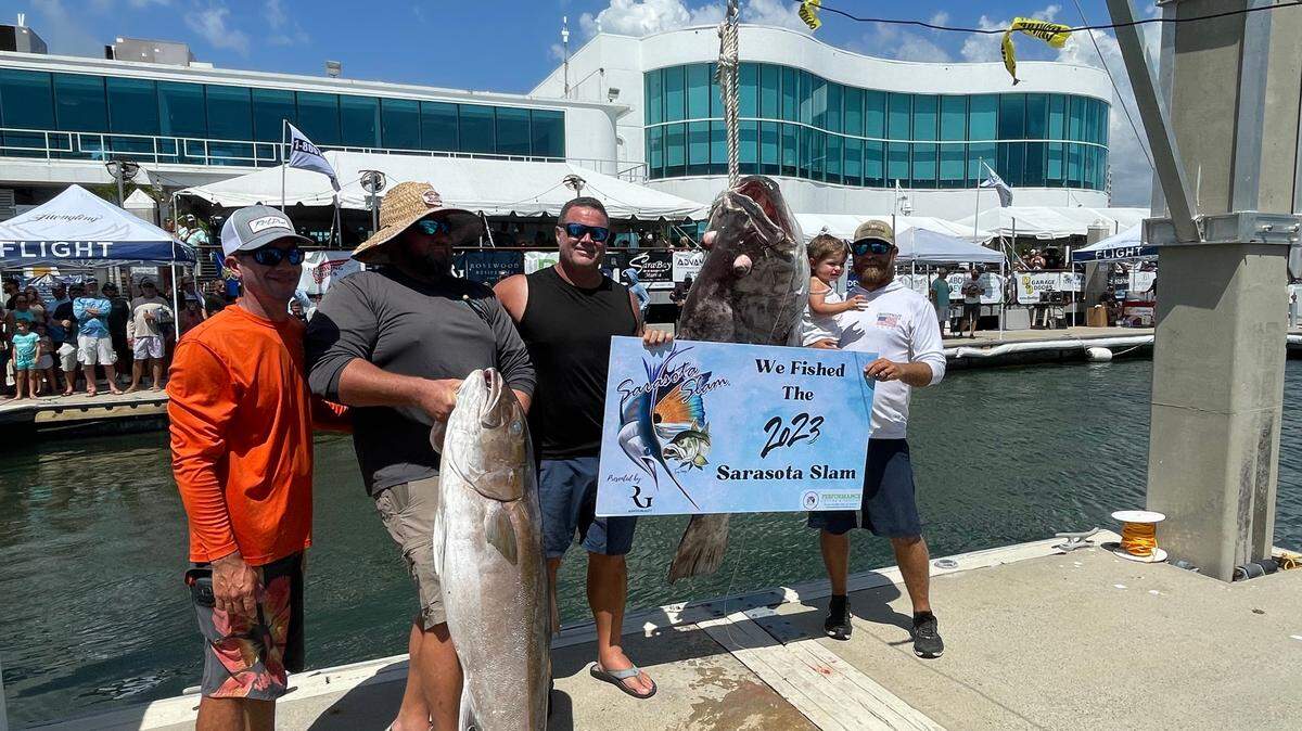 Brian Bower’s Team Plan B won first place in the Warsaw grouper category after reeling in a 212-pound catch during the 2023 Sarasota Slam fishing tournament.