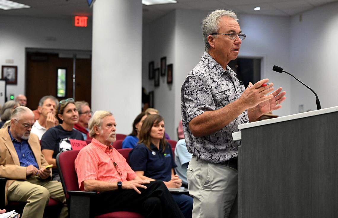 Former Manatee County Commissioner Joe McClash addresses the board during a Board of County Commissioners meeting on Thursday, Oct. 5, 2023.