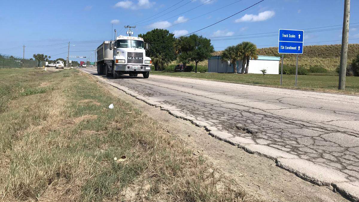 The crumbling Piney Point Road, which leads to the entrance of Port Manatee, will  be getting some attention from Manatee County within the next year. More improvements are envisioned by Florida Department of Transportation in the future.