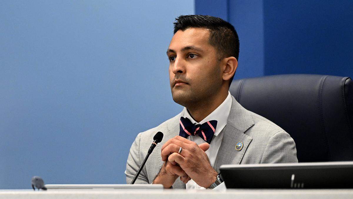 Commissioner Tal Siddique during a board meeting on Tuesday. County leaders are looking for ways to slow down development and improve infrastructure in East Manatee County.