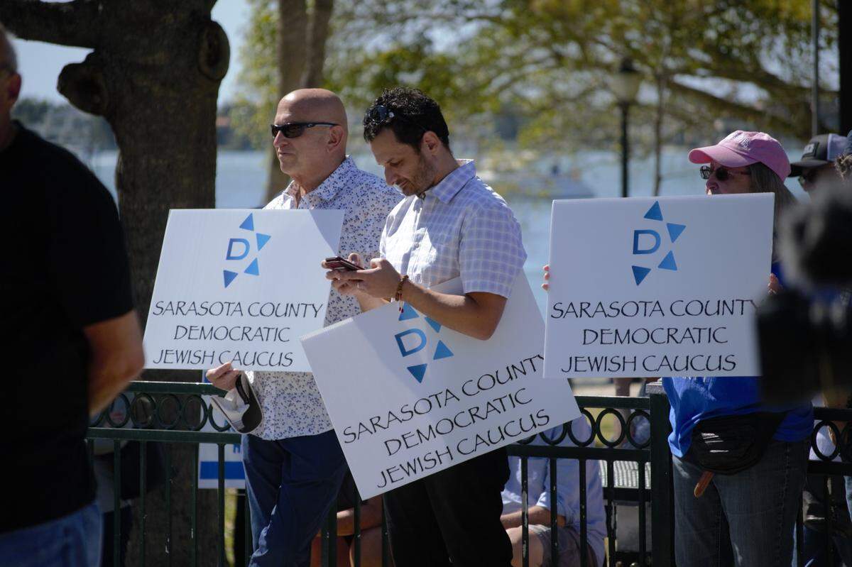 After antisemitic fliers were littered through several Sarasota neighborhoods, hundreds of community members gathered at Bayfront Park on Feb. 20, 2022 for a “United Against Hate” rally.