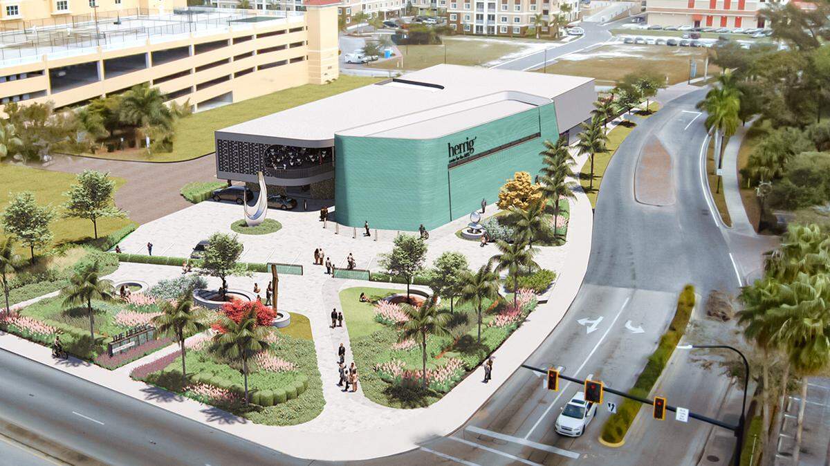 A rendering shows the planned new home of ArtCenter Manatee, the Herrig Center for the Arts. The facility is expected to be completed in late 2024.