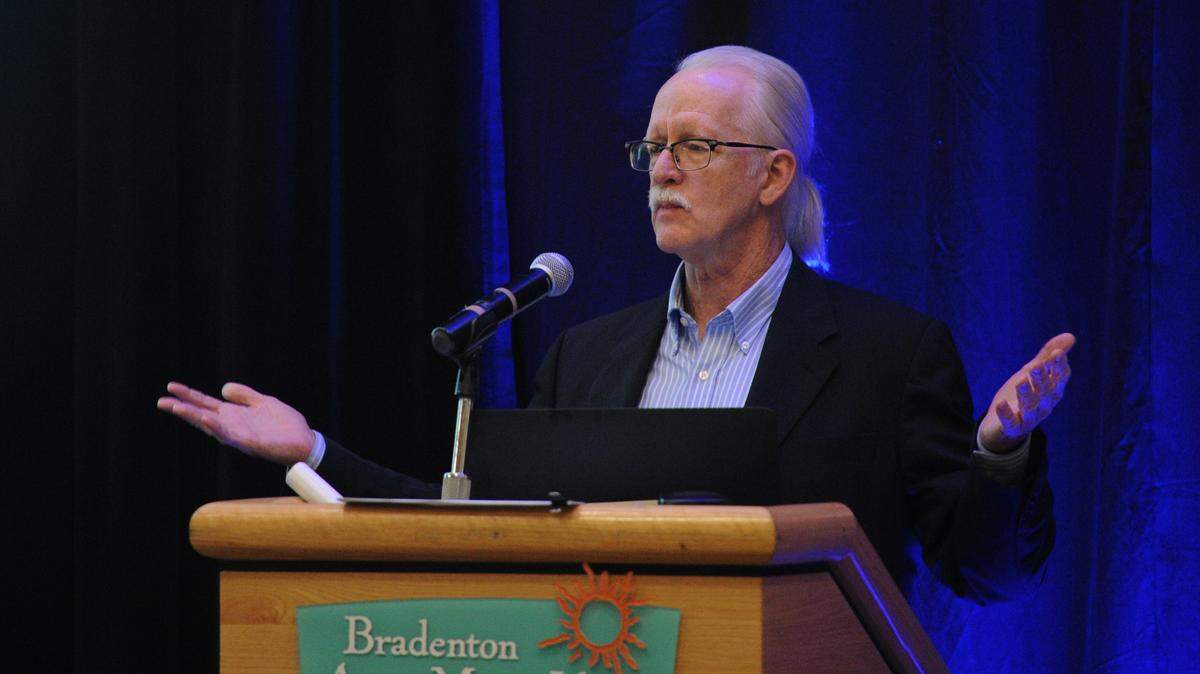 Bill O'Dell, director of the Shimberg Center, talks about renters and the shortage of affordable and available housing during a panel discussion on the barriers to millennial housing at the #4Progress Millennial Con on Saturday at the Bradenton Area Convention Center in Palmetto. 
 GRANT JEFFERIES/Bradenton Herald