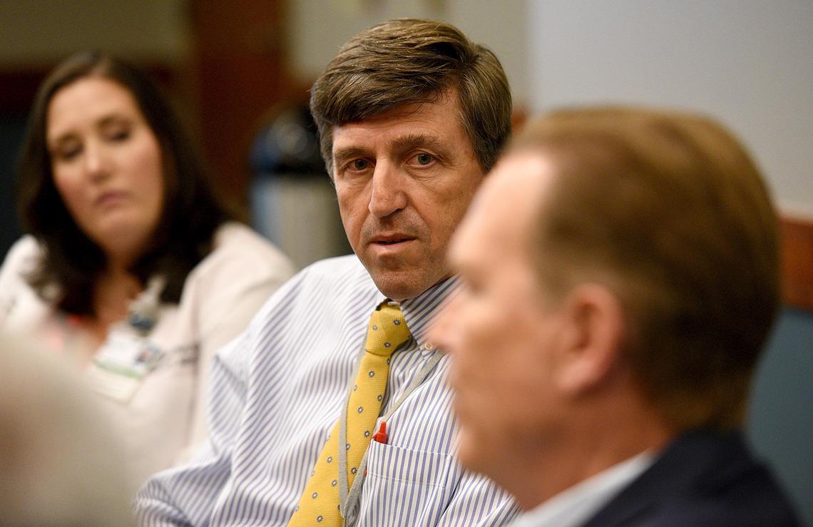 Manatee Memorial Hospital CEO Kevin DiLallo discusses their response to the opioid crisis with Congressman Vern Buchanan, describing their ALTO Program through the Emergency Care Center.