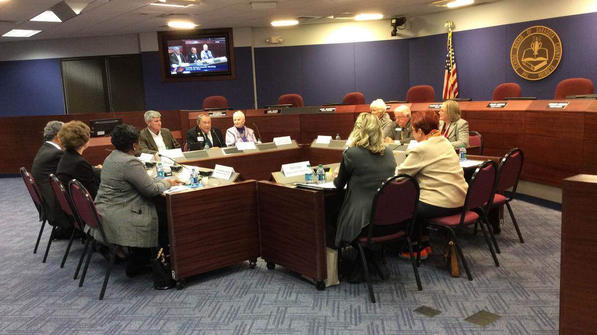 Members of the Manatee County, Sarasota County and Charlotte School Boards met together on Wednesday to discuss legislative issues. MEGHIN DELANEY / Bradenton Herald