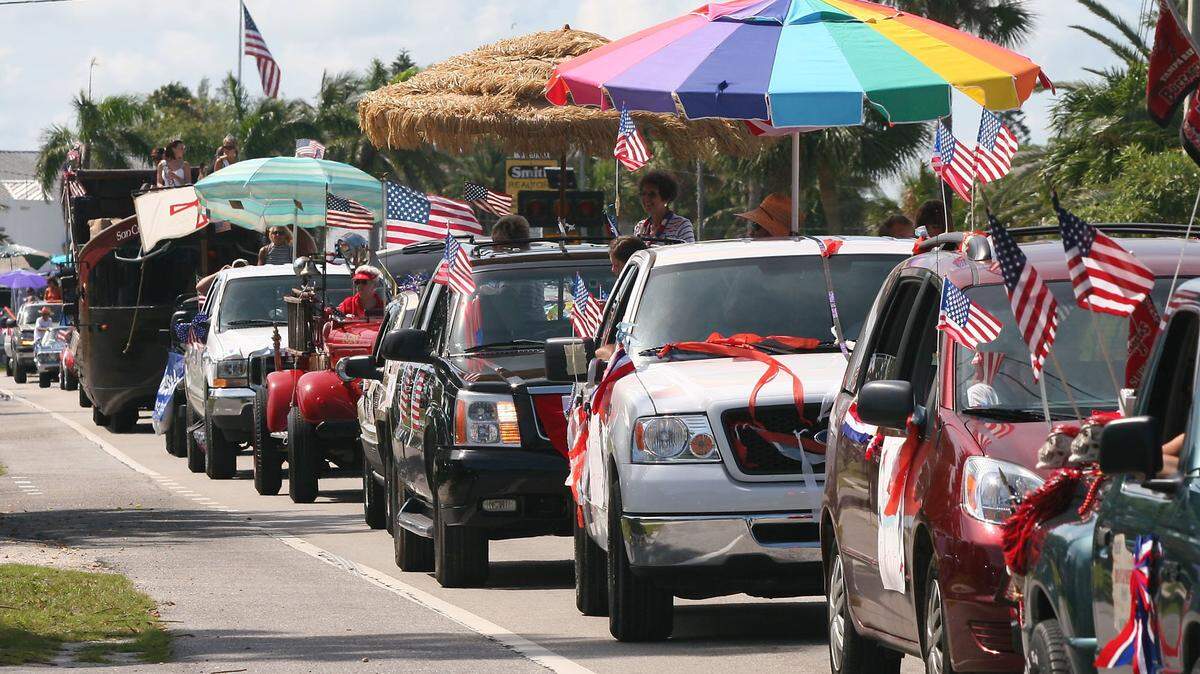 Uniquely decorated floats and vehicles make their way down the road during the annual Anna Maria Island Privateers Fourth of July parade.
