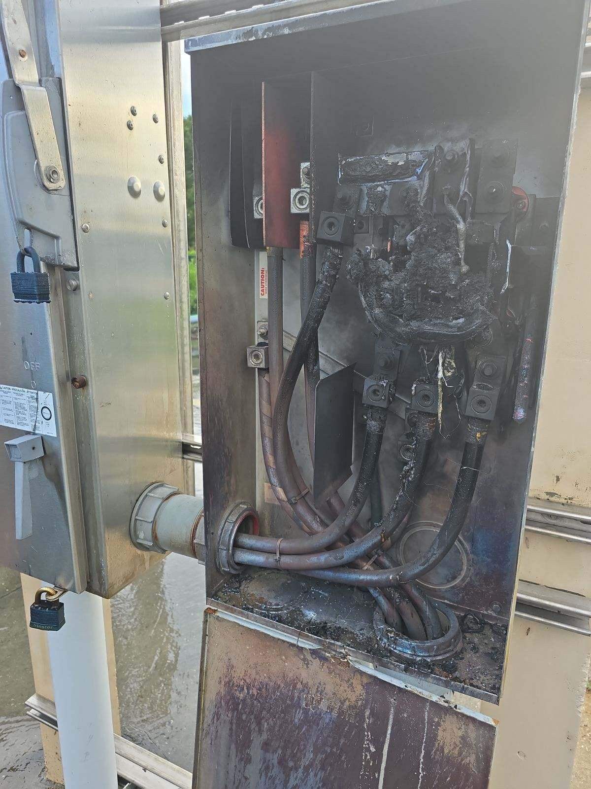 A lift station control panel at 3810 State Road 64 East was struck by lightning on July, 18, 2024, resulting in a a 200,000-gallon sewage spill, city officials said. 