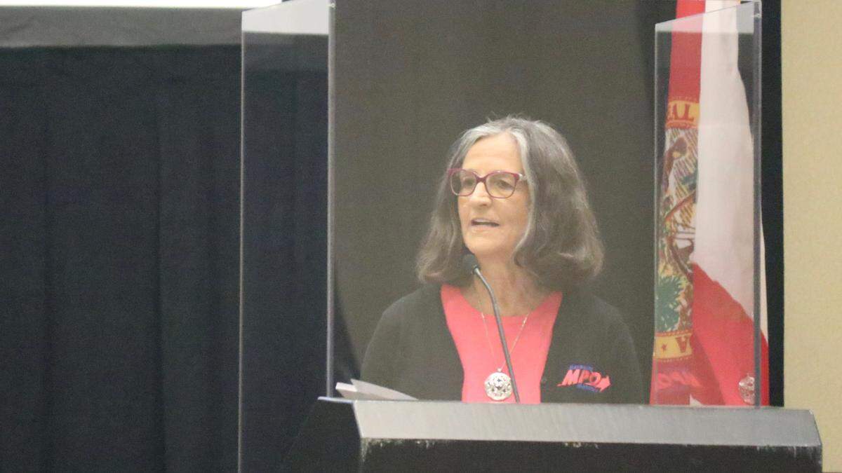 University Parkway might eventually have lanes dedicated for buses and autonomous vehicles, Leigh Holt, strategic planning manager, told members of the MPO on Monday. She spoke at a podium behind a plastic shield.