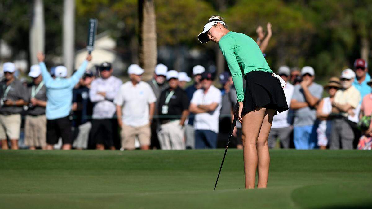 Nelly Korda putts at the LPGA Founders Cup played at the Bradenton Country Club on Feb. 6, 2025.
