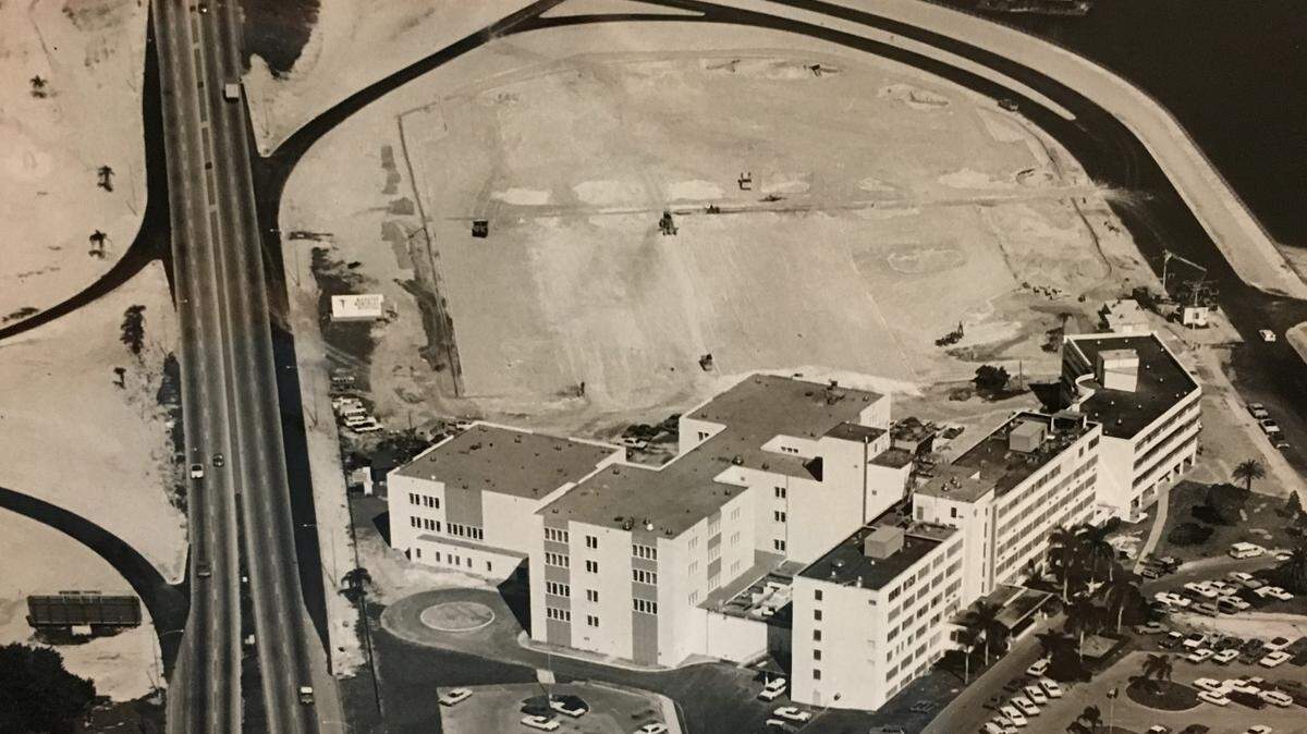 An aerial view of Manatee Memorial Hospital in the late 1960s.