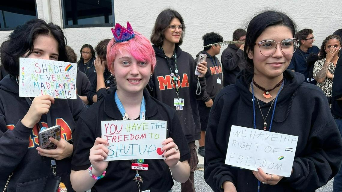 Manatee students walkout to protest new Florida rule banning LGBTQ content in schools