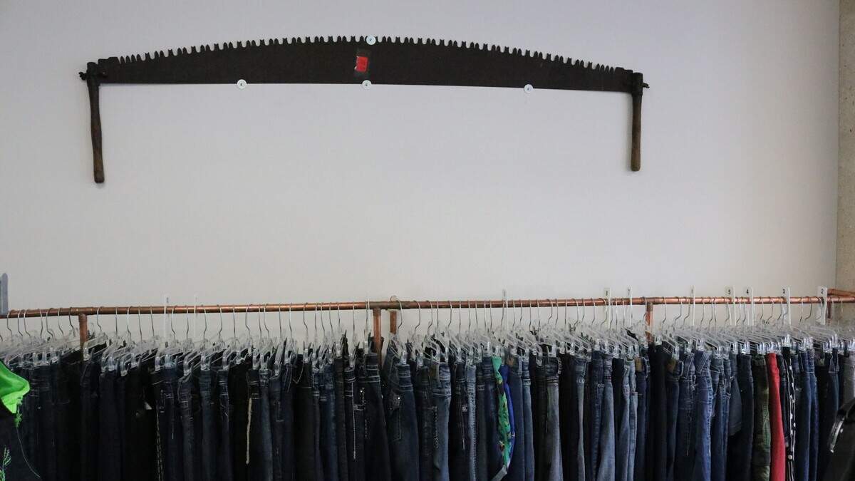 The Consignment Barn and Boutique, at 621 67th St. Circle E., has a large selection of jeans and western wear. It also has one logging saw.