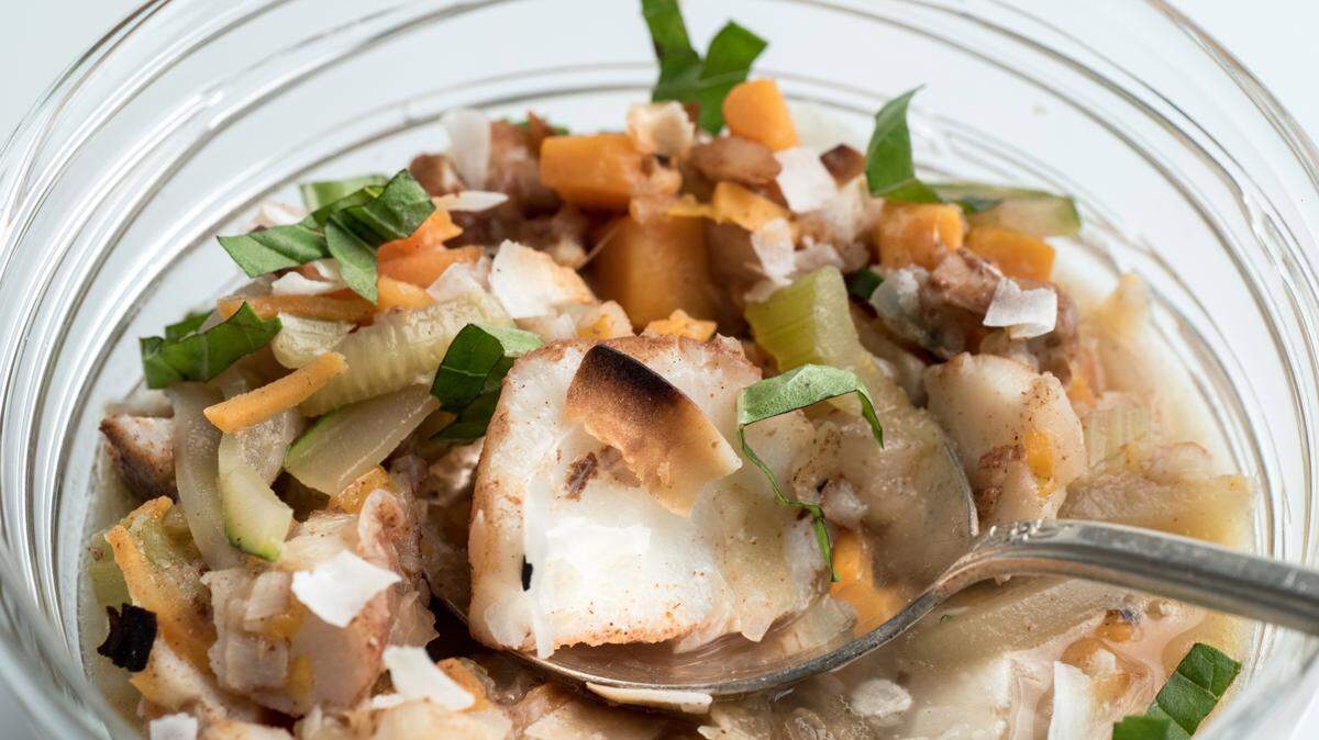 Ginger-coconut fish soup is light and fragrant.The Washington Post