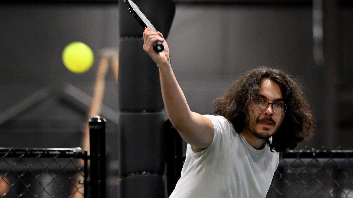 Daniel Bukraba-Ulanov practices at the new indoor pickleball facility, Dill Dinkers, 500 Tallevast Road, Sarasota.