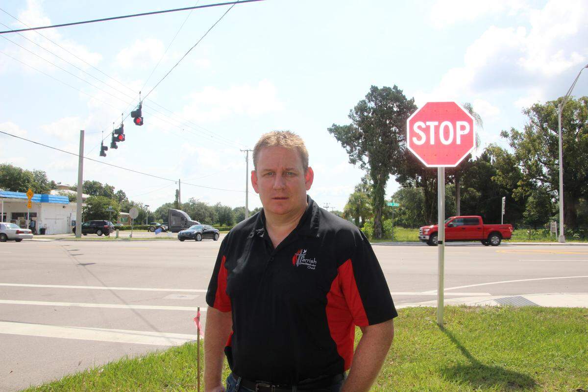 Pastor Chris Schmidt of Parrish United Methodist Church says that intersection of U.S. 301 and County Road 675 is so dangerous that he tells his teen sons to avoid it altogether. Schmidt said he believes a fully functioning traffic signal there would save lives.