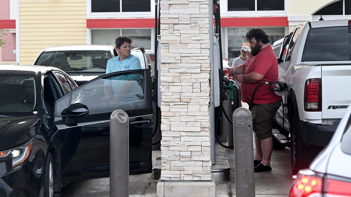 The Wawa gas station on Cortez Road at 26th Street West had a line down Cortez Road as motorists wait to get gas as Hurricane Milton approaches Manatee County on Oct. 7, 2024.