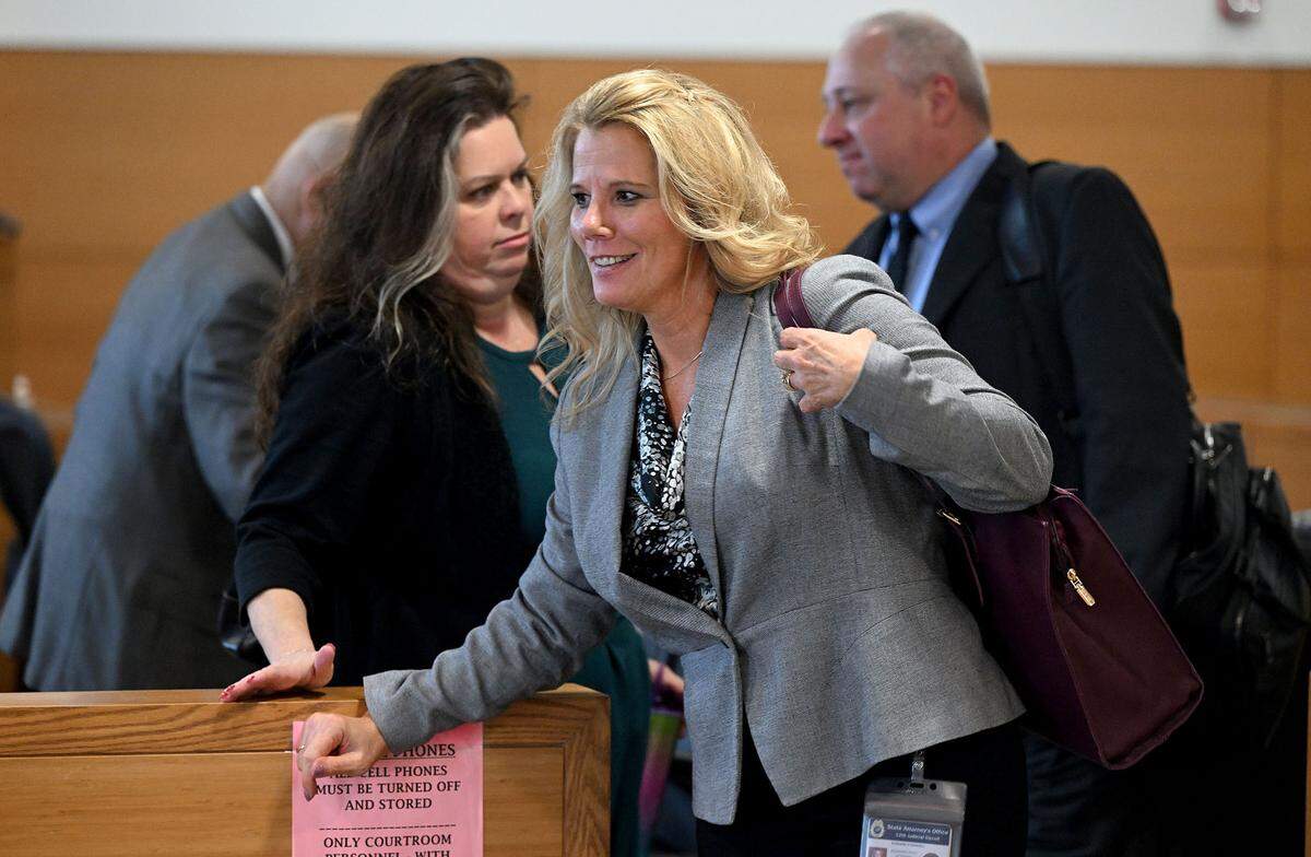 Assistant State Attorney Suzanne O’Donnell leaves the courtroom after the defense team for Ashley Benefield, a Lakewood Ranch woman convicted of manslaughter in the killing of her husband, appeared in a Manatee County courtroom in downtown Bradenton Monday for a hearing over whether to allow jurors to be interviewed after allegations of misconduct on Sept. 16, 2024.