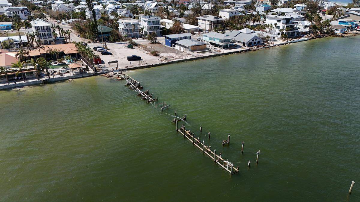 The Rod and Reel Pier on Anna Maria Island after Hurricane Milton on Oct. 15, 2024.