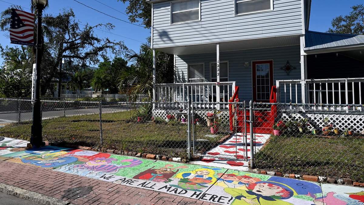 A painted sidewalk in Village of the Arts on January 3, 2025.