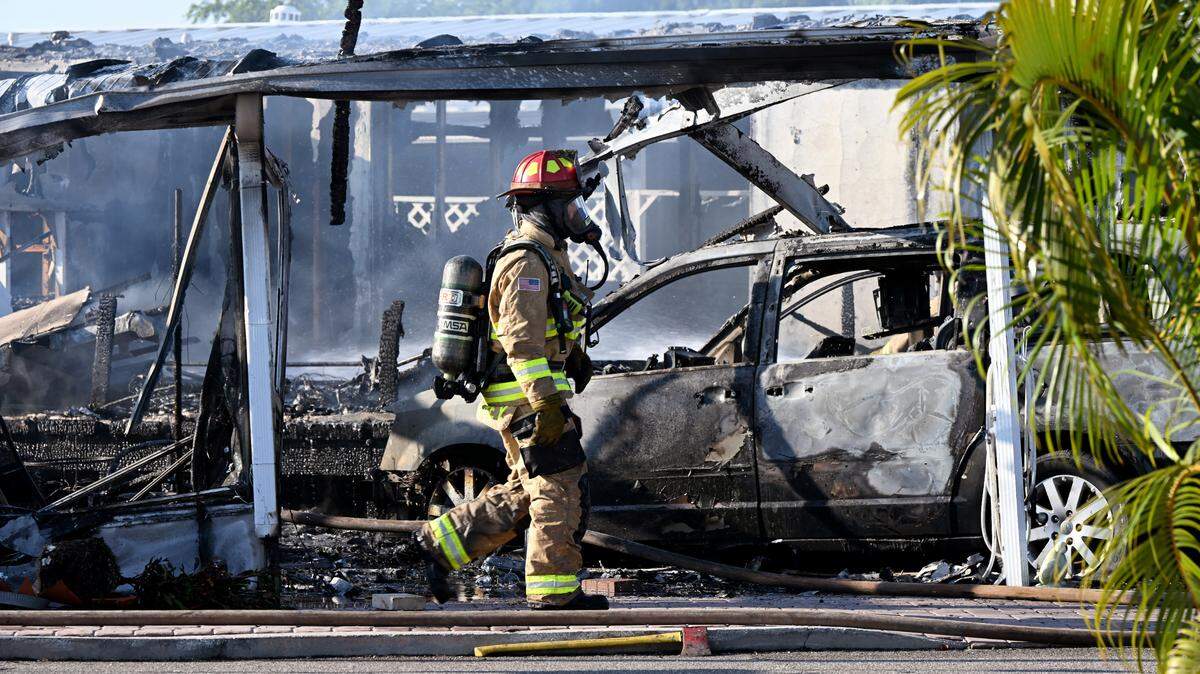 A home in the 6500 block of Nebraska Street in Trailer Estates was completely destroyed by fire around 6 p.m. in Bradenton on Monday, May 27, 2024. Cedar Hammock and Southern Manatee Fire Rescue responded. An investigation is underway to determine the cause of the fire.