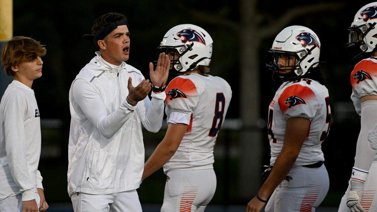 Bradenton Christian Coach Nate Strawderman at the Out of Door Academy field on Friday, Oct. 20, 2023.