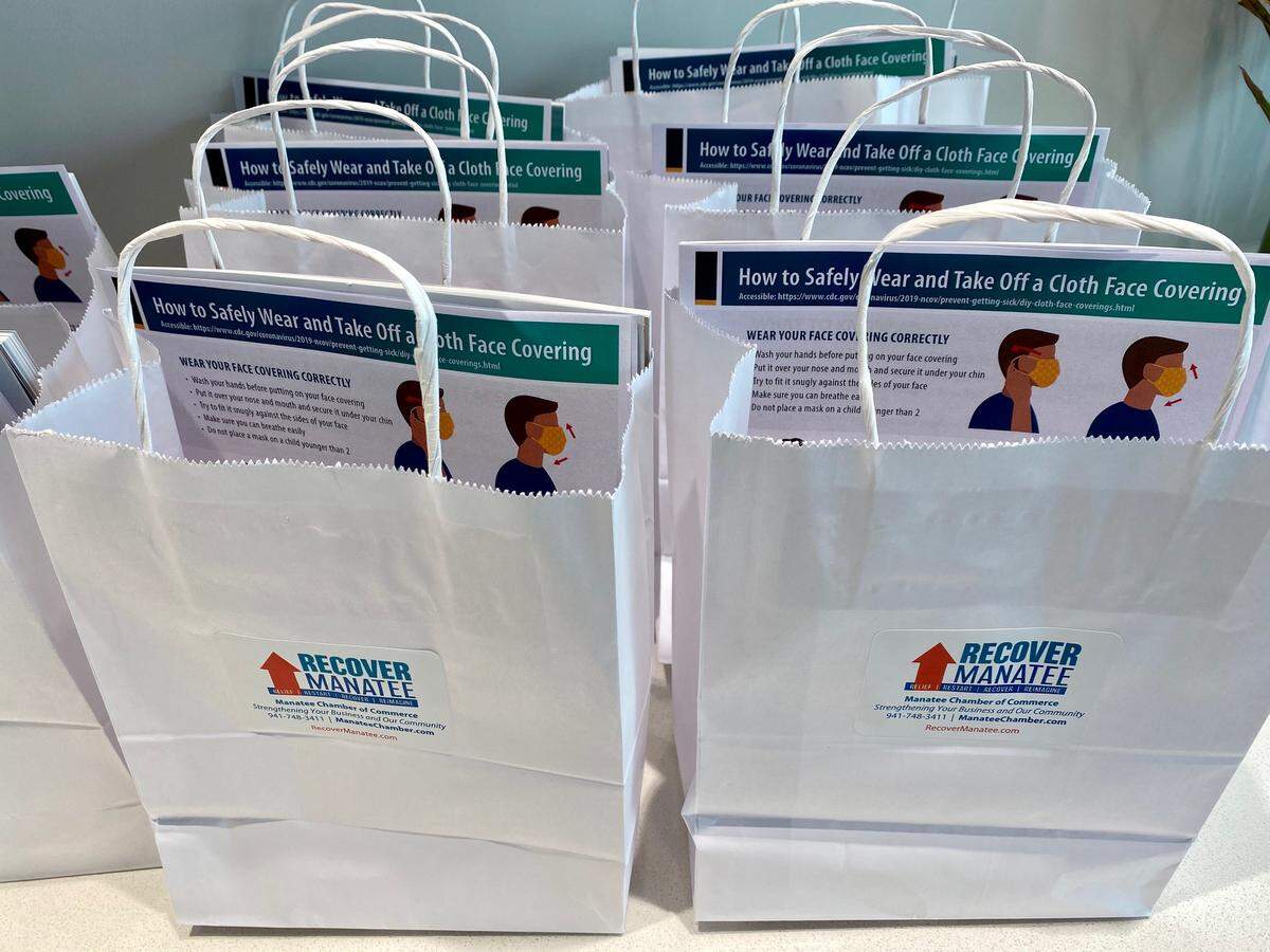 The Manatee Chamber of Commerce received 62,000 reusable cloth masks through its partnership with the Florida Department of Health for distribution free to area businesses.