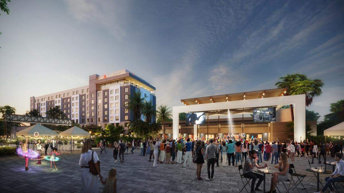 The Yard is envisioned as an amphitheater and stage surrounded by the Marriott Hotel, the convention center and planned retail space.
